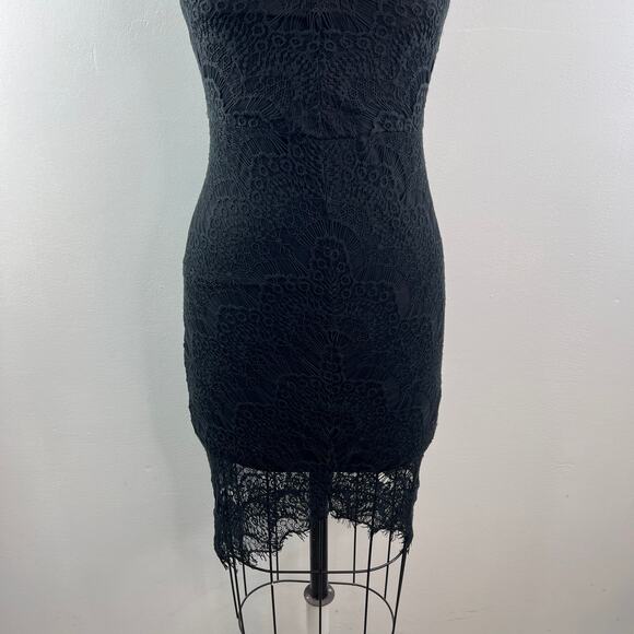 Intimately FREE PEOPLE Black Sheath Dress Cotton Floral Lace Square X-Small NEW - Picture 5 of 12